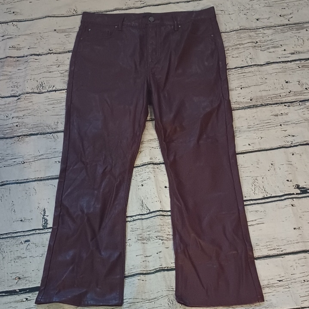 Ann Taylor Burgundy Red Faux Leather Pleather Pants 12